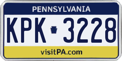 PA license plate KPK3228