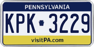 PA license plate KPK3229