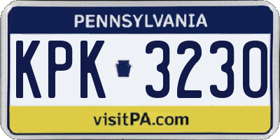 PA license plate KPK3230