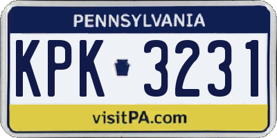 PA license plate KPK3231
