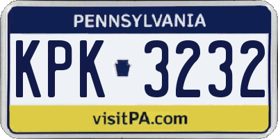 PA license plate KPK3232
