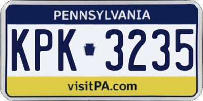 PA license plate KPK3235