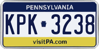 PA license plate KPK3238