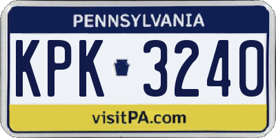 PA license plate KPK3240