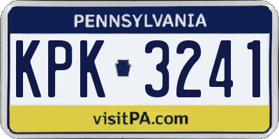 PA license plate KPK3241