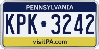 PA license plate KPK3242