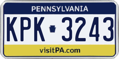 PA license plate KPK3243