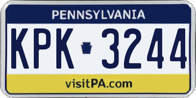 PA license plate KPK3244