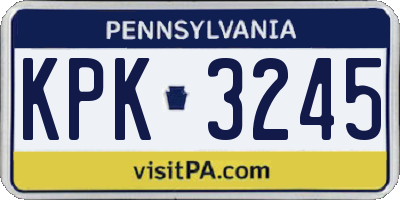PA license plate KPK3245
