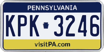 PA license plate KPK3246