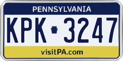 PA license plate KPK3247