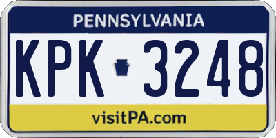 PA license plate KPK3248
