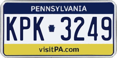 PA license plate KPK3249