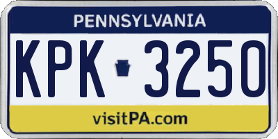 PA license plate KPK3250
