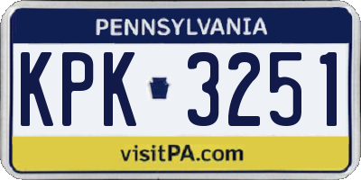 PA license plate KPK3251