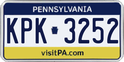 PA license plate KPK3252