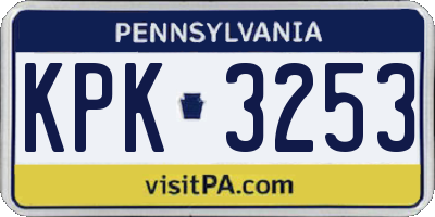 PA license plate KPK3253