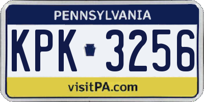 PA license plate KPK3256