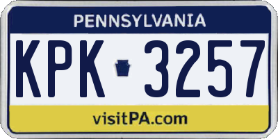 PA license plate KPK3257