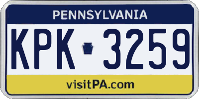 PA license plate KPK3259