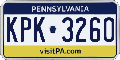 PA license plate KPK3260
