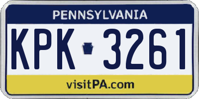 PA license plate KPK3261