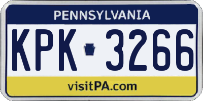 PA license plate KPK3266