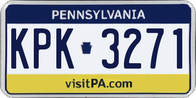 PA license plate KPK3271