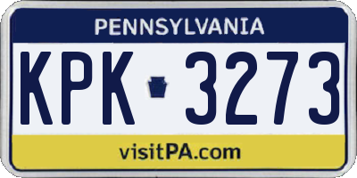 PA license plate KPK3273