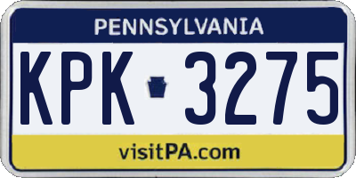 PA license plate KPK3275