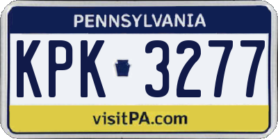 PA license plate KPK3277