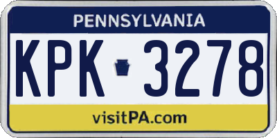 PA license plate KPK3278