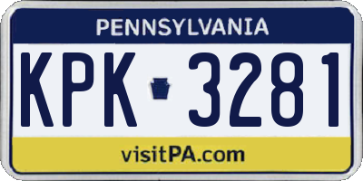 PA license plate KPK3281