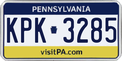 PA license plate KPK3285