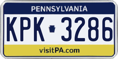 PA license plate KPK3286