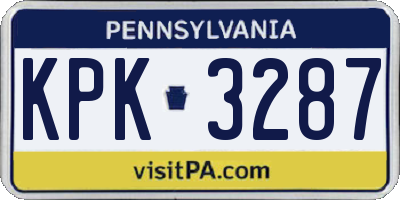 PA license plate KPK3287