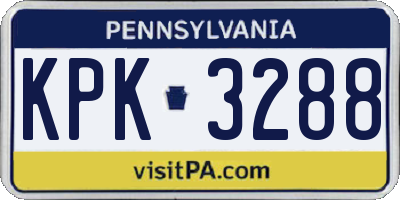 PA license plate KPK3288