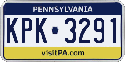 PA license plate KPK3291