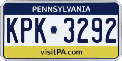 PA license plate KPK3292