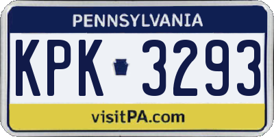 PA license plate KPK3293