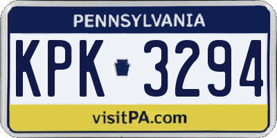 PA license plate KPK3294