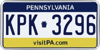 PA license plate KPK3296