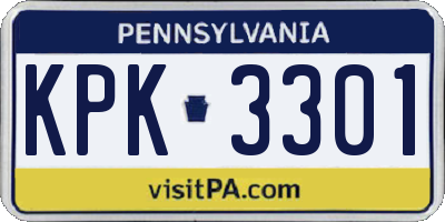 PA license plate KPK3301