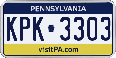 PA license plate KPK3303