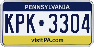 PA license plate KPK3304