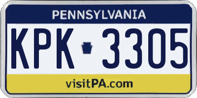 PA license plate KPK3305