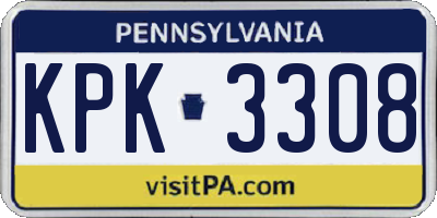 PA license plate KPK3308
