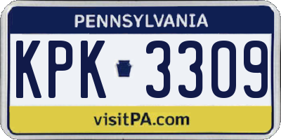 PA license plate KPK3309