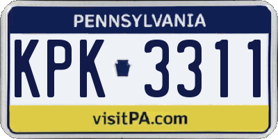PA license plate KPK3311