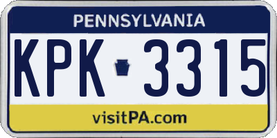 PA license plate KPK3315